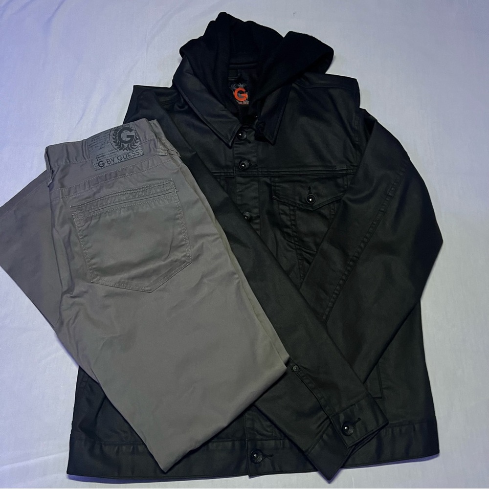 G by Guess Korbin Slim Fit Mens gray pants and jacket.